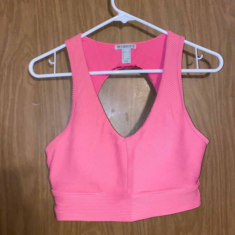 Pink Forever 21 sports bra.